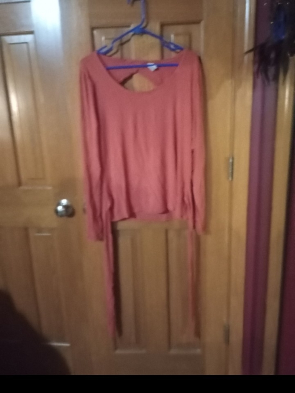 Women's Rust Long-Sleeve Knit Top with Tie Back